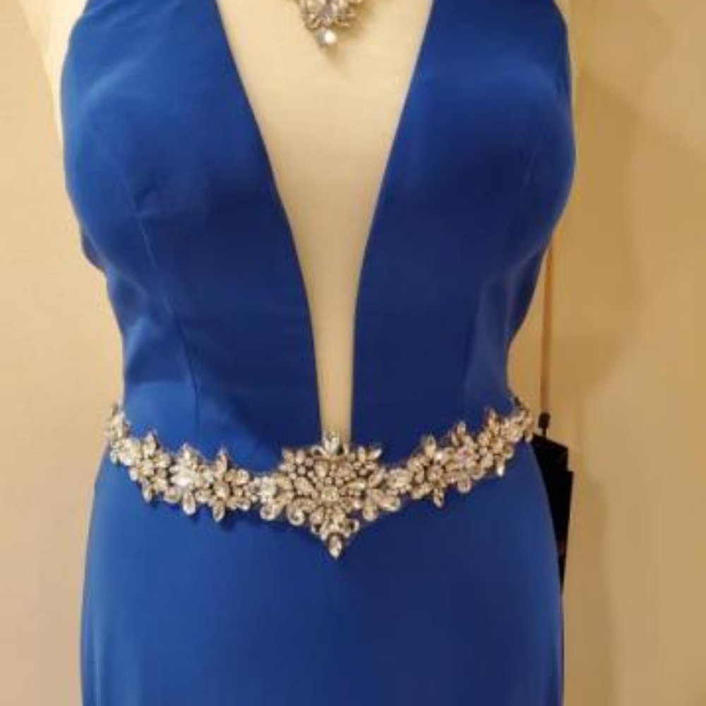 BICICI & COTY CRYSTAL AND PEARLS BEADED GOWN DRESS Sz Women's Large - Picture 2 of 9